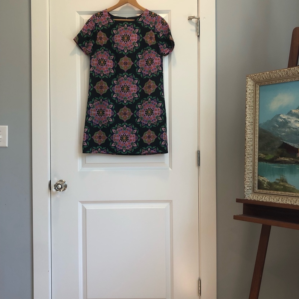 J Crew Size 2 Petite Gallery Shift Dress Floral Medallion Fully Lined